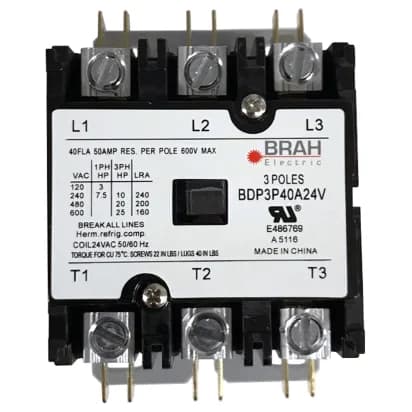 BRAH BDP3P40A277V Definite Purpose Contactor